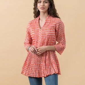 Passementrie Santa Fe Womens Blouse Size L Lagenlook Boho Artsy Gauzy Cotton